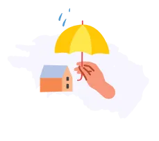 hand with a house and an umbrella
