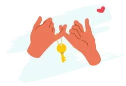 hands with a key doing a pinky promise